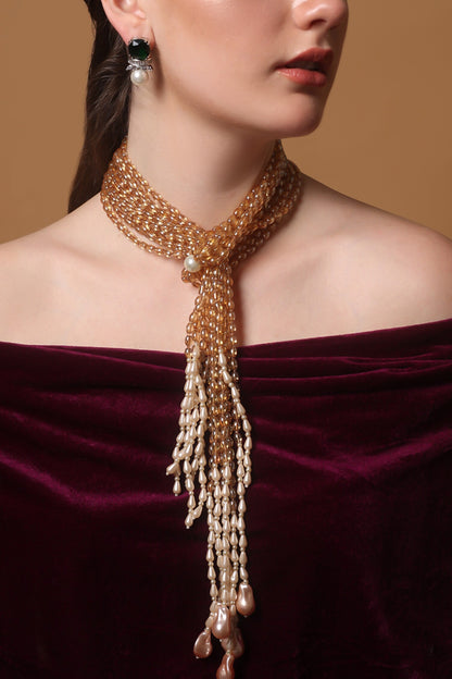 Gold-Plated Pearl Strand Necklace 