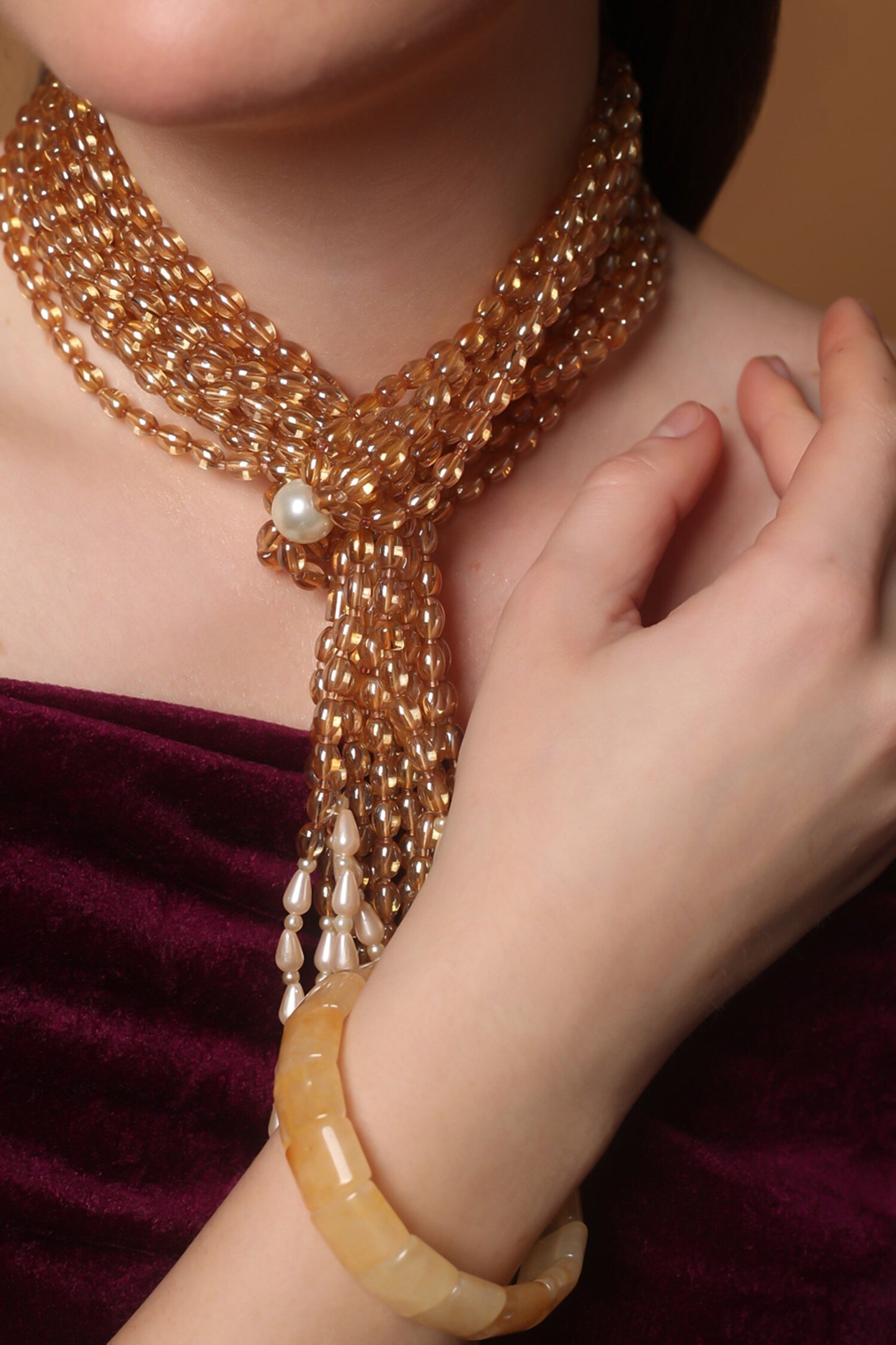 Gold-Plated Pearl Strand Necklace 