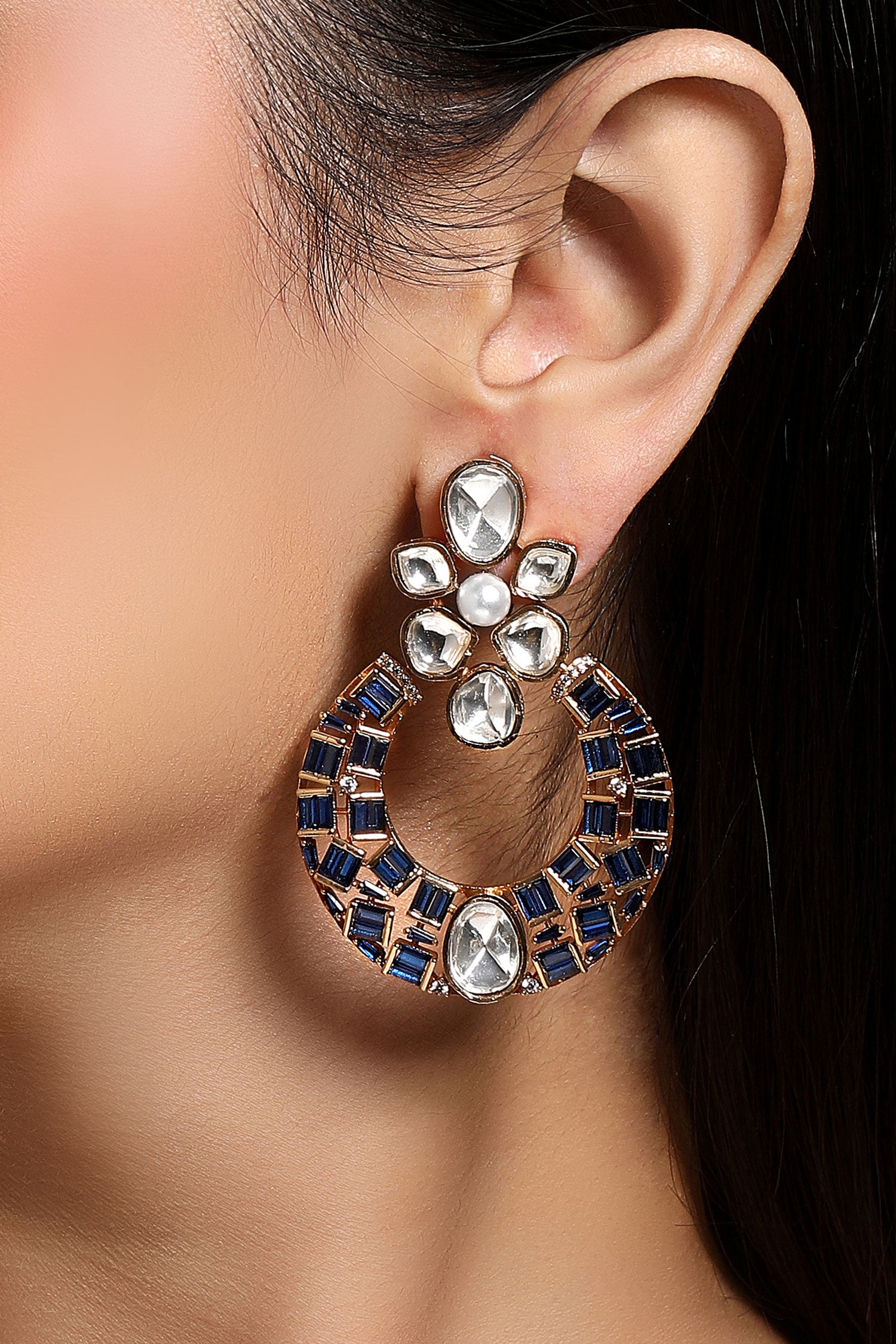 Blue & Gold Designer Earrings 