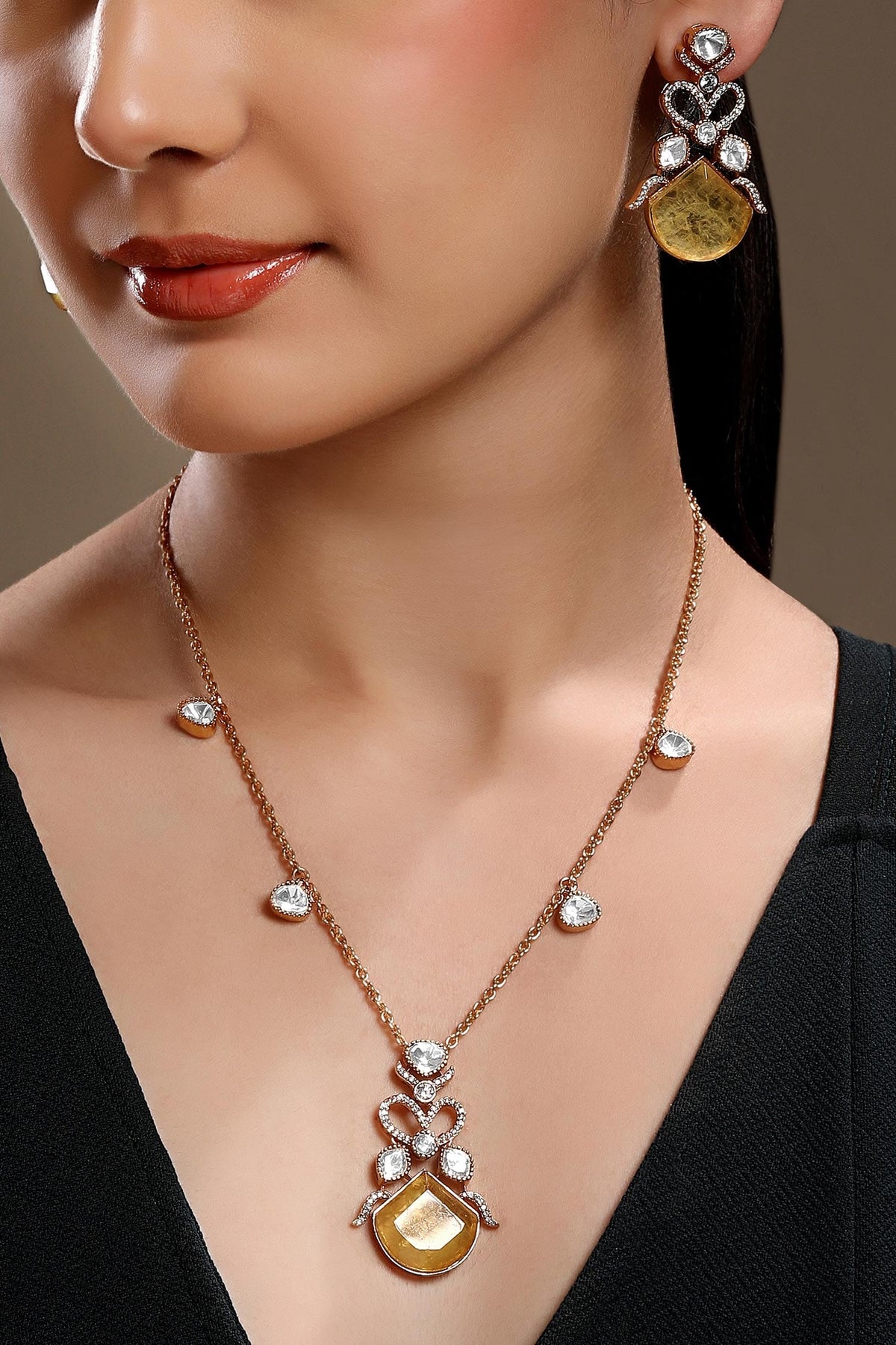 Gold Plated Designer Necklace & Earring Set 