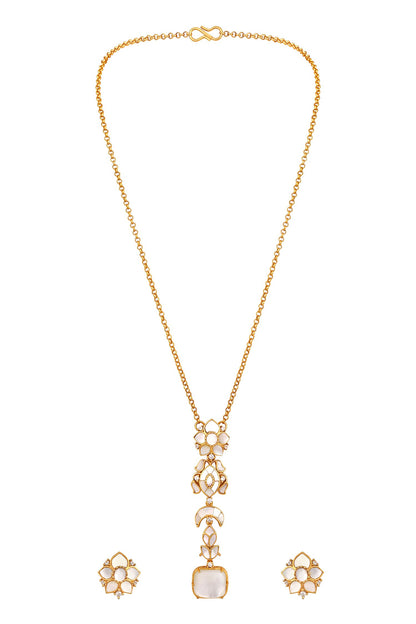 Gold & White Designer Necklace Set 