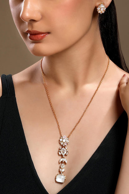 Gold & White Designer Necklace Set 