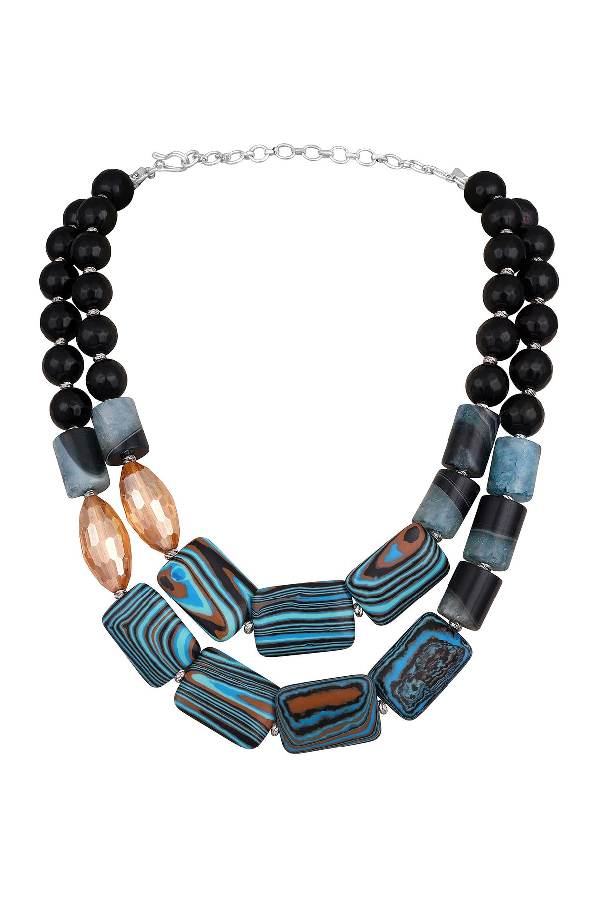 Designer Blue Agate Statement Necklace 