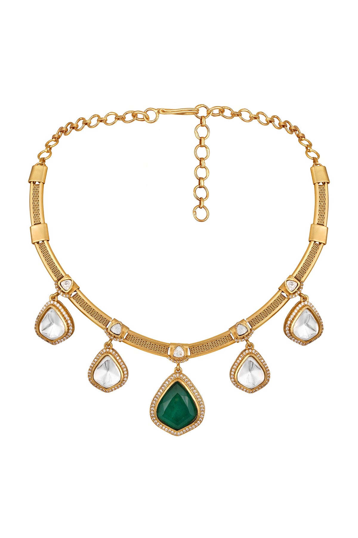 Designer Green Gold Plated Jewelry Set 