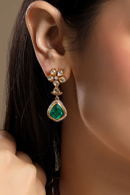 Designer Green Gold Plated Jewelry Set 