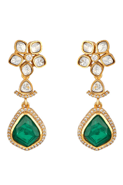 Designer Green Gold Plated Jewelry Set 
