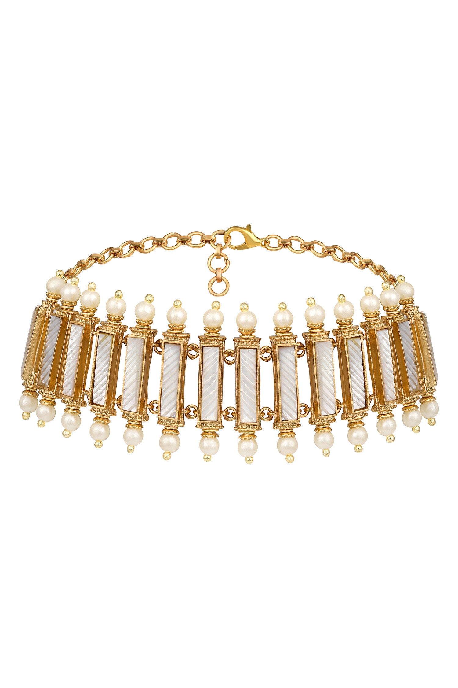 Gold & White Designer Necklace Set 