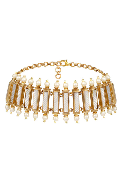 Gold & White Designer Necklace Set 