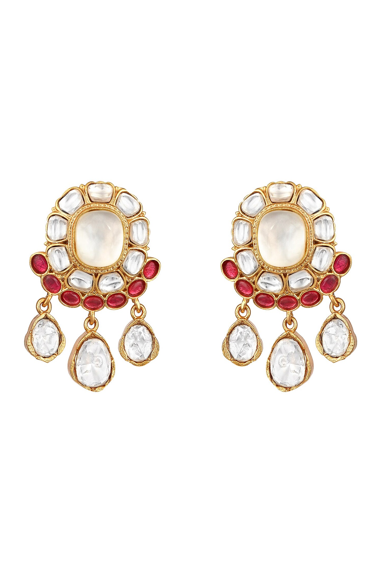 Gold Pink Designer Necklace & Earring Set 