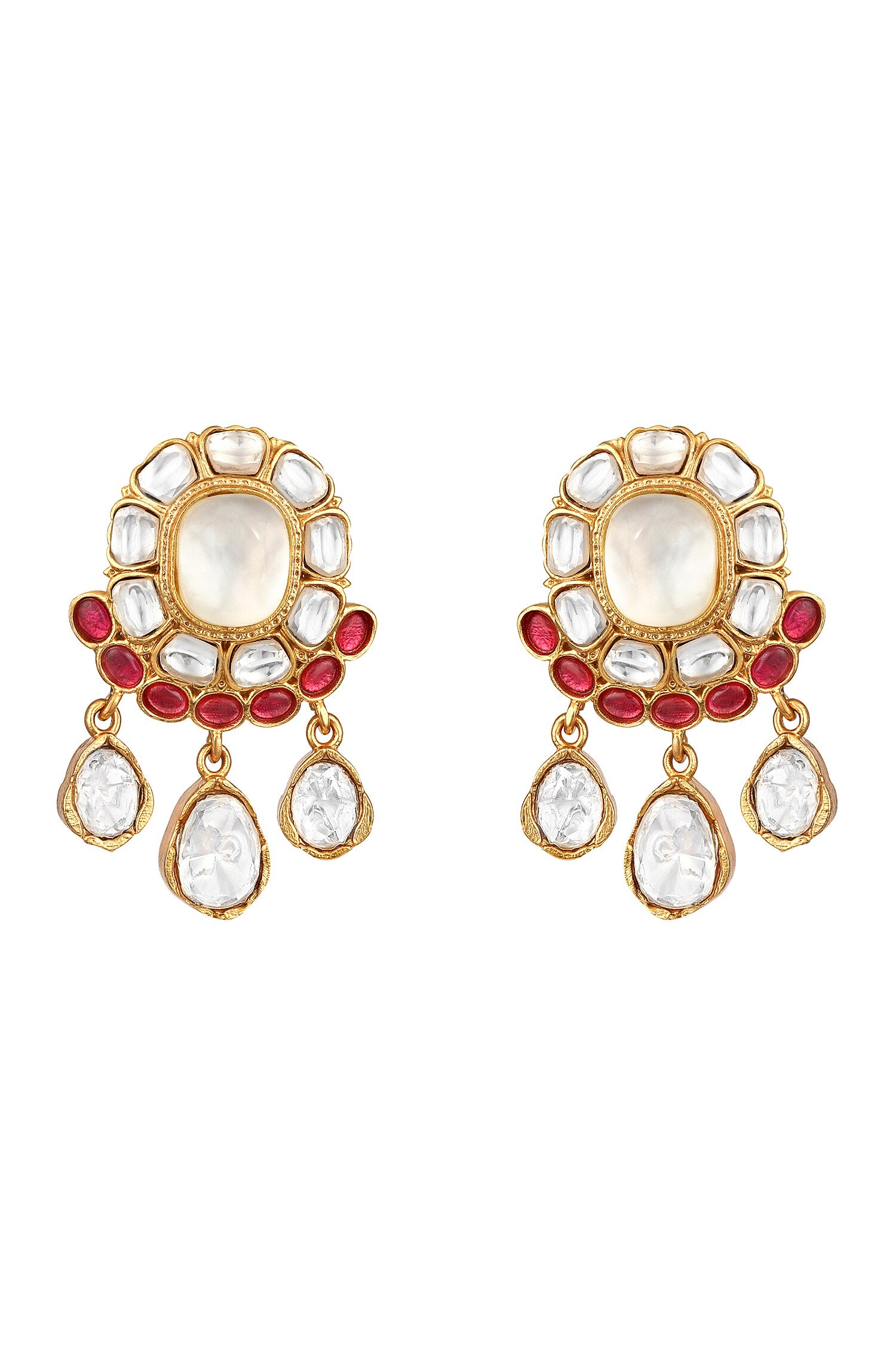 Gold Pink Designer Necklace & Earring Set 