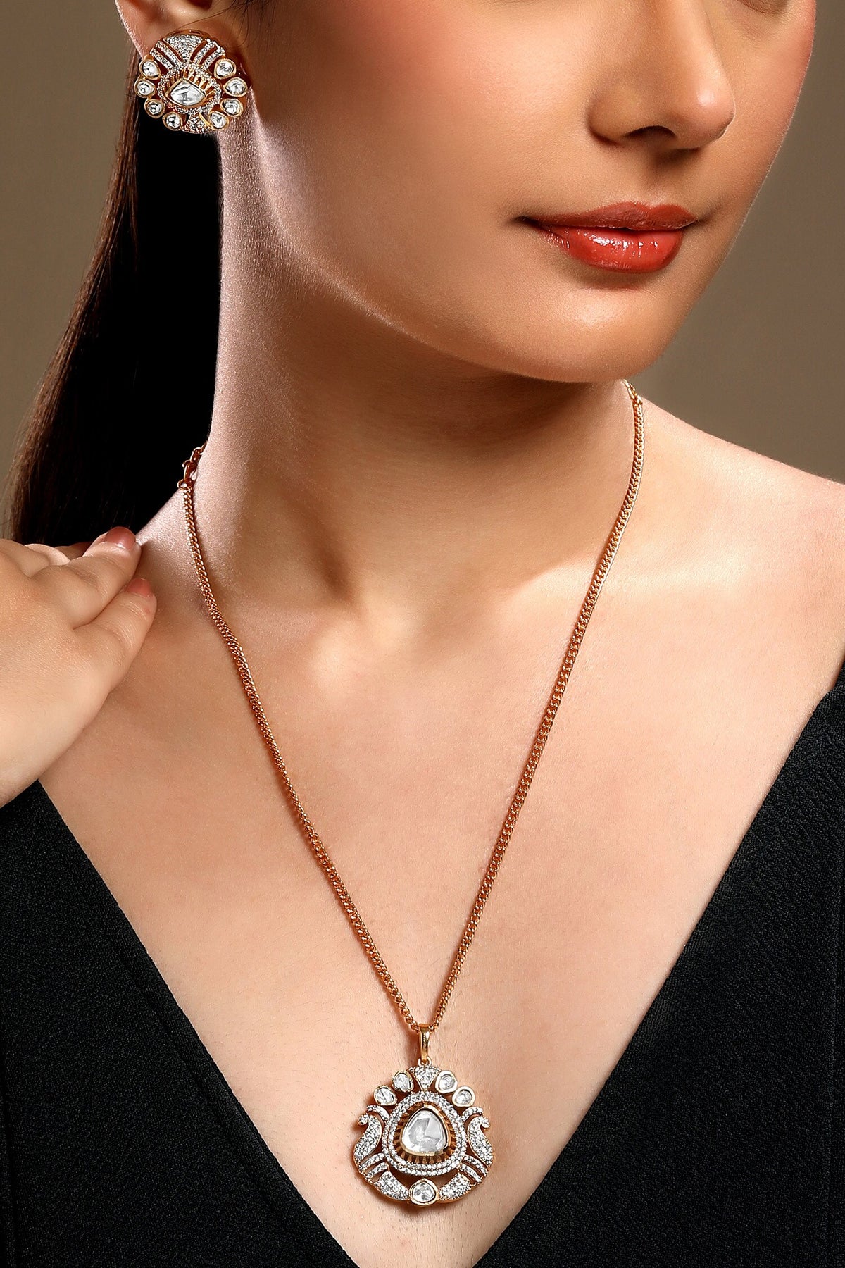 Gold Plated Designer Necklace & Earring Set 