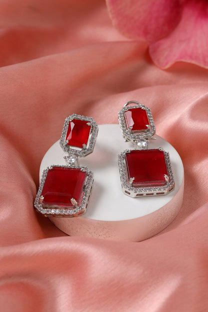 Doublet Red Earrings 