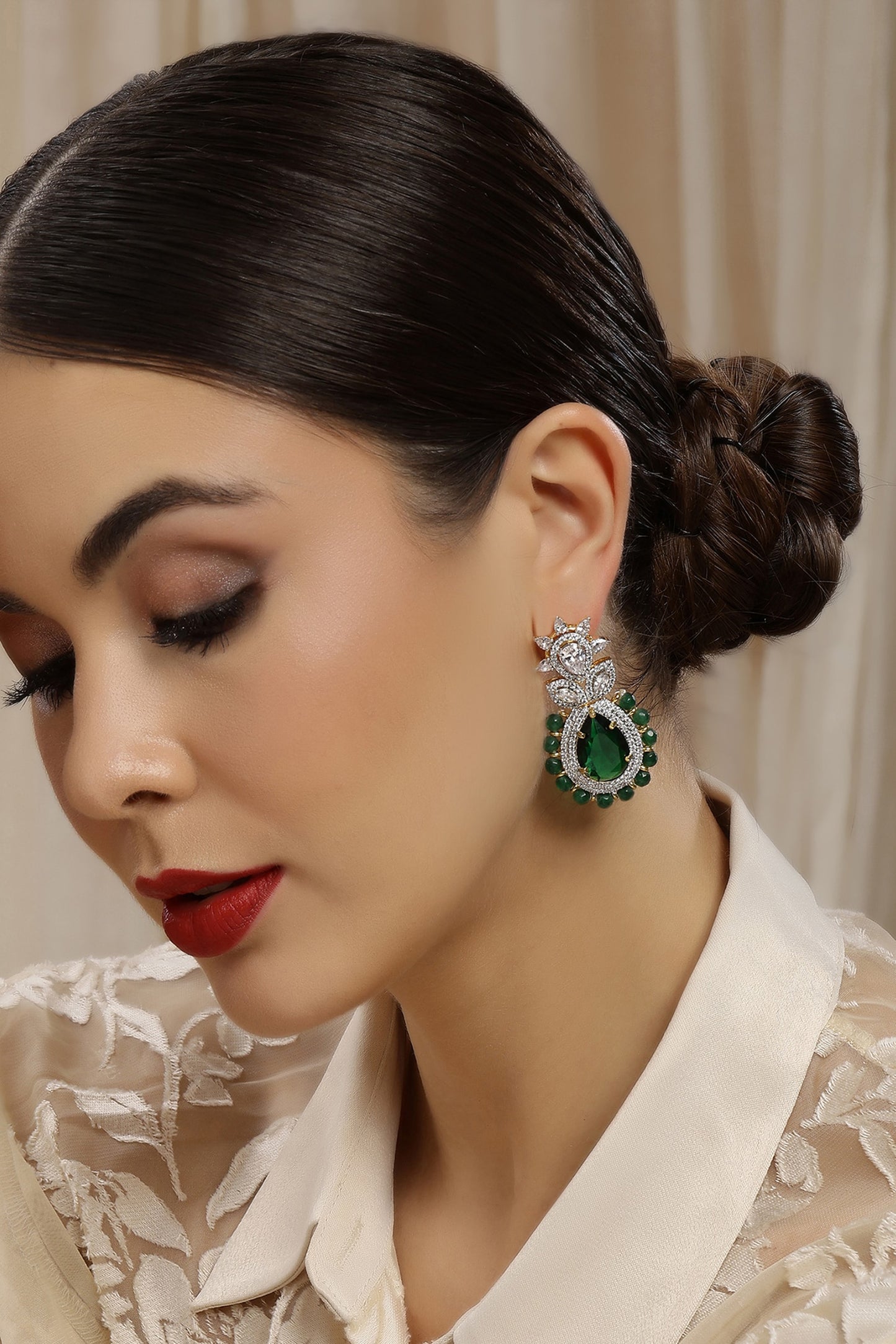Emerald Embellished Earrings 