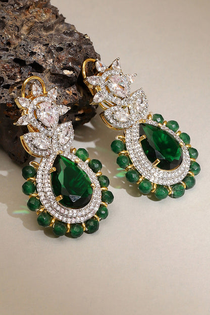 Emerald Embellished Earrings 