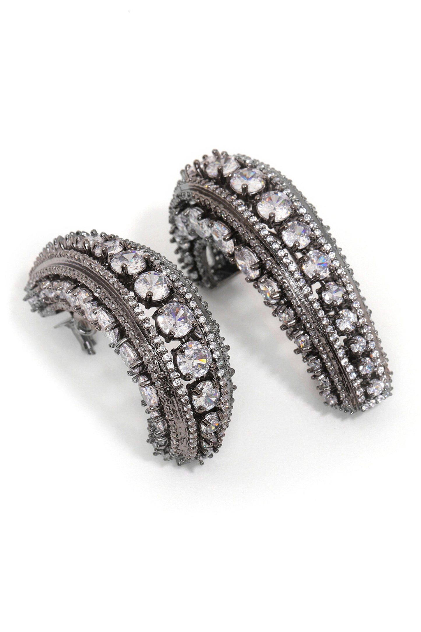 Crystal Half Loop Earrings 