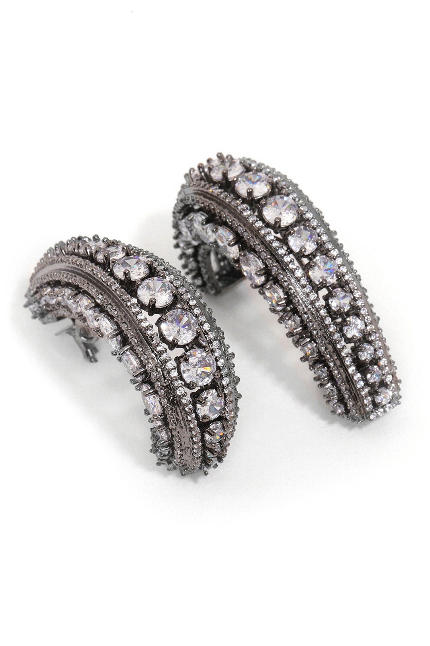 Crystal Half Loop Earrings 