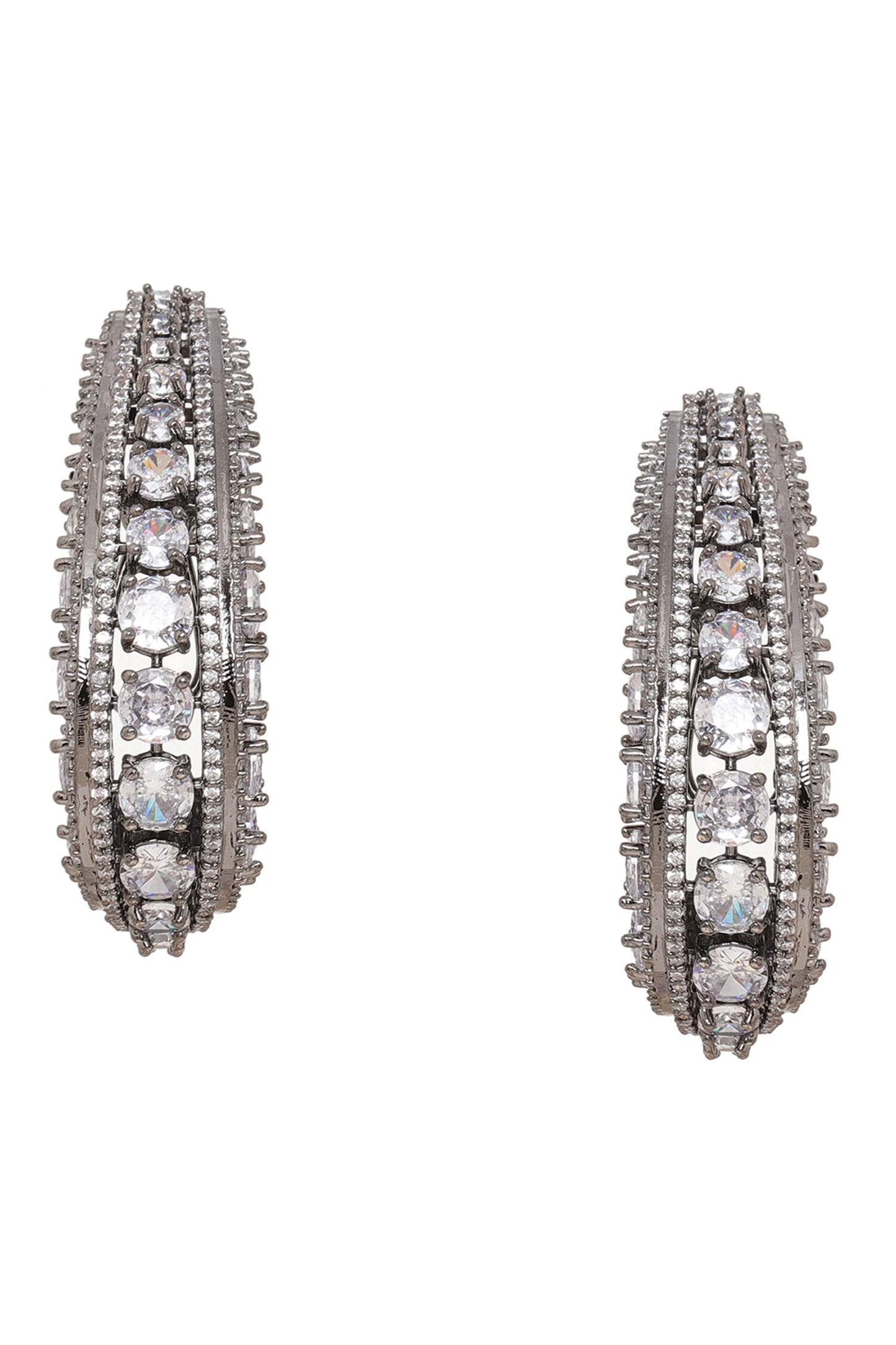 Crystal Half Loop Earrings 
