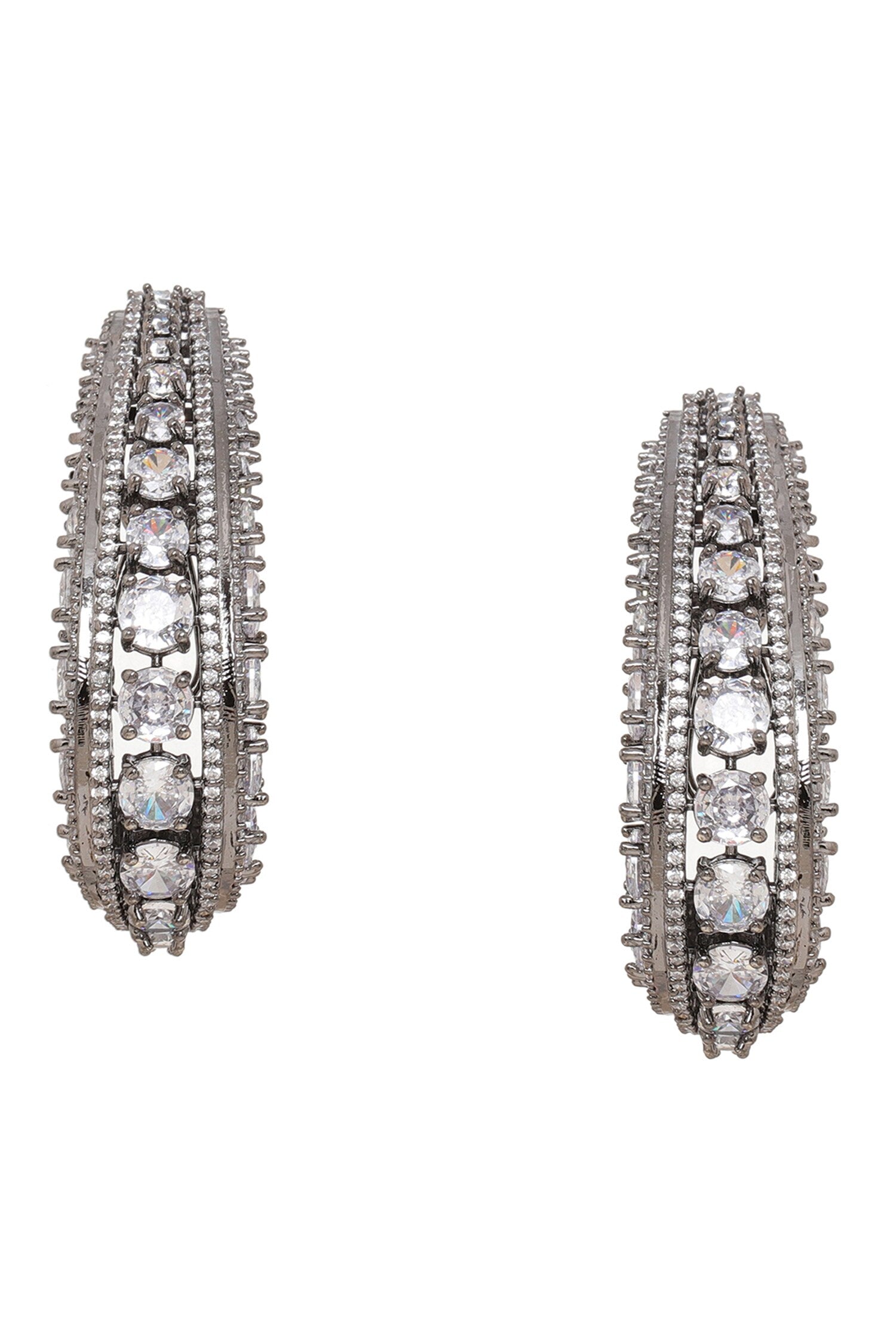 Crystal Half Loop Earrings 
