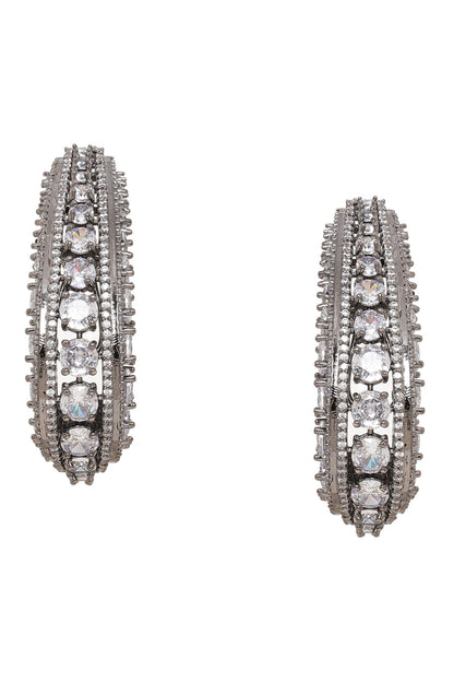 Crystal Half Loop Earrings 