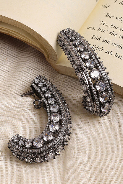 Crystal Half Loop Earrings 