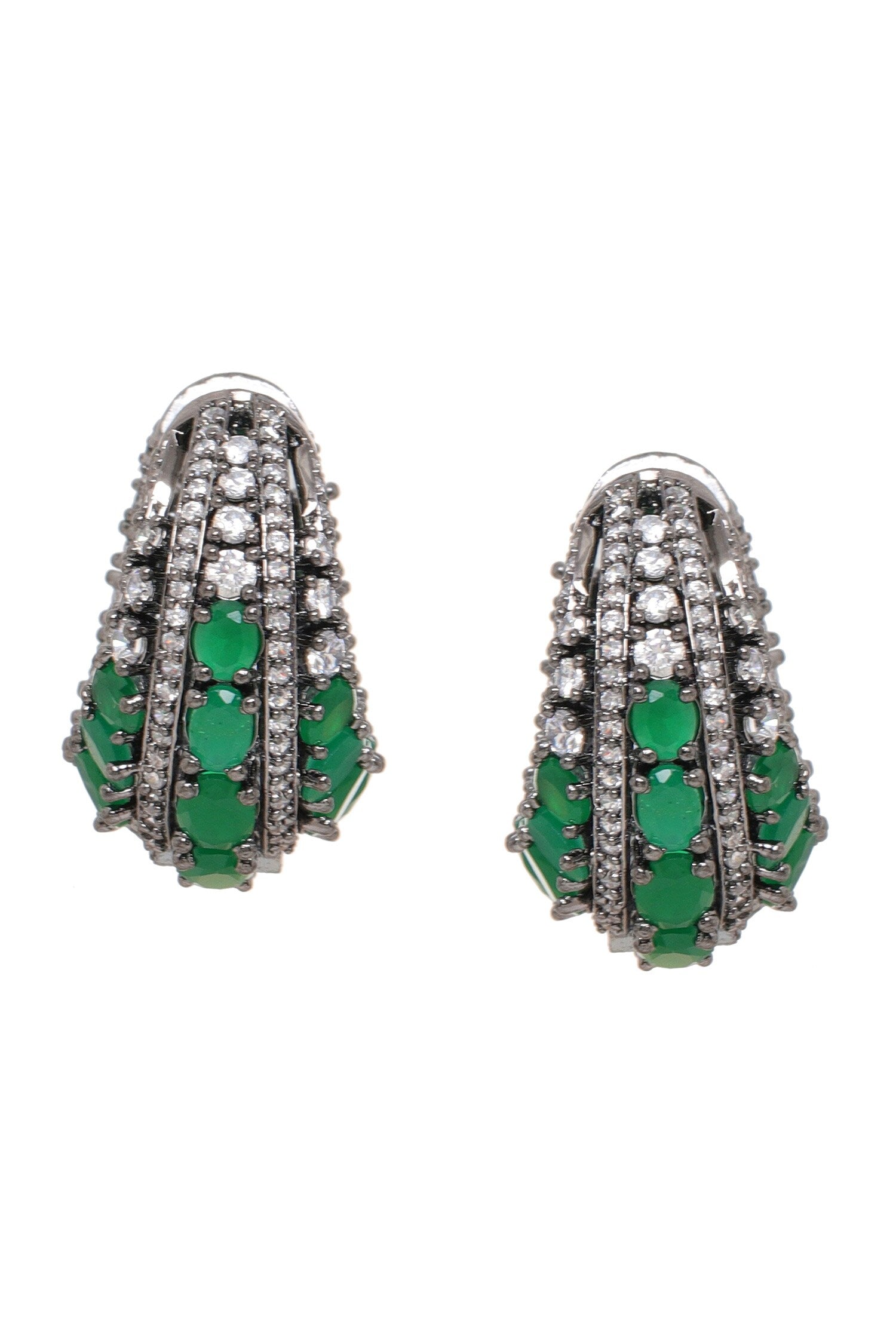 Green Half Loop Earrings 
