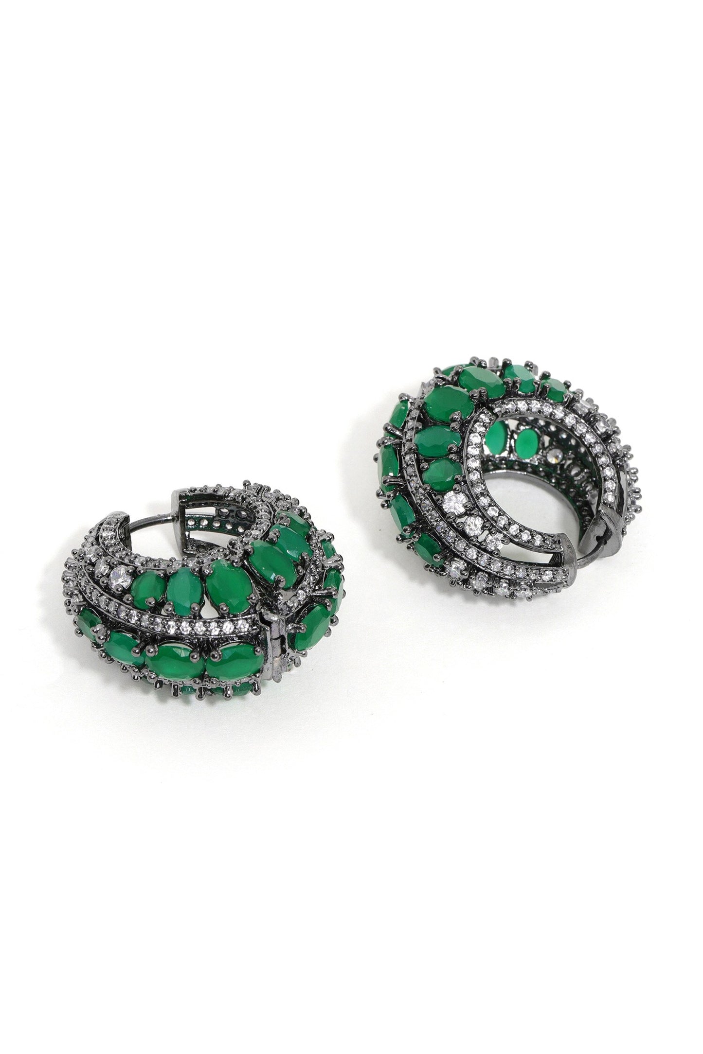 Green Half Loop Earrings 