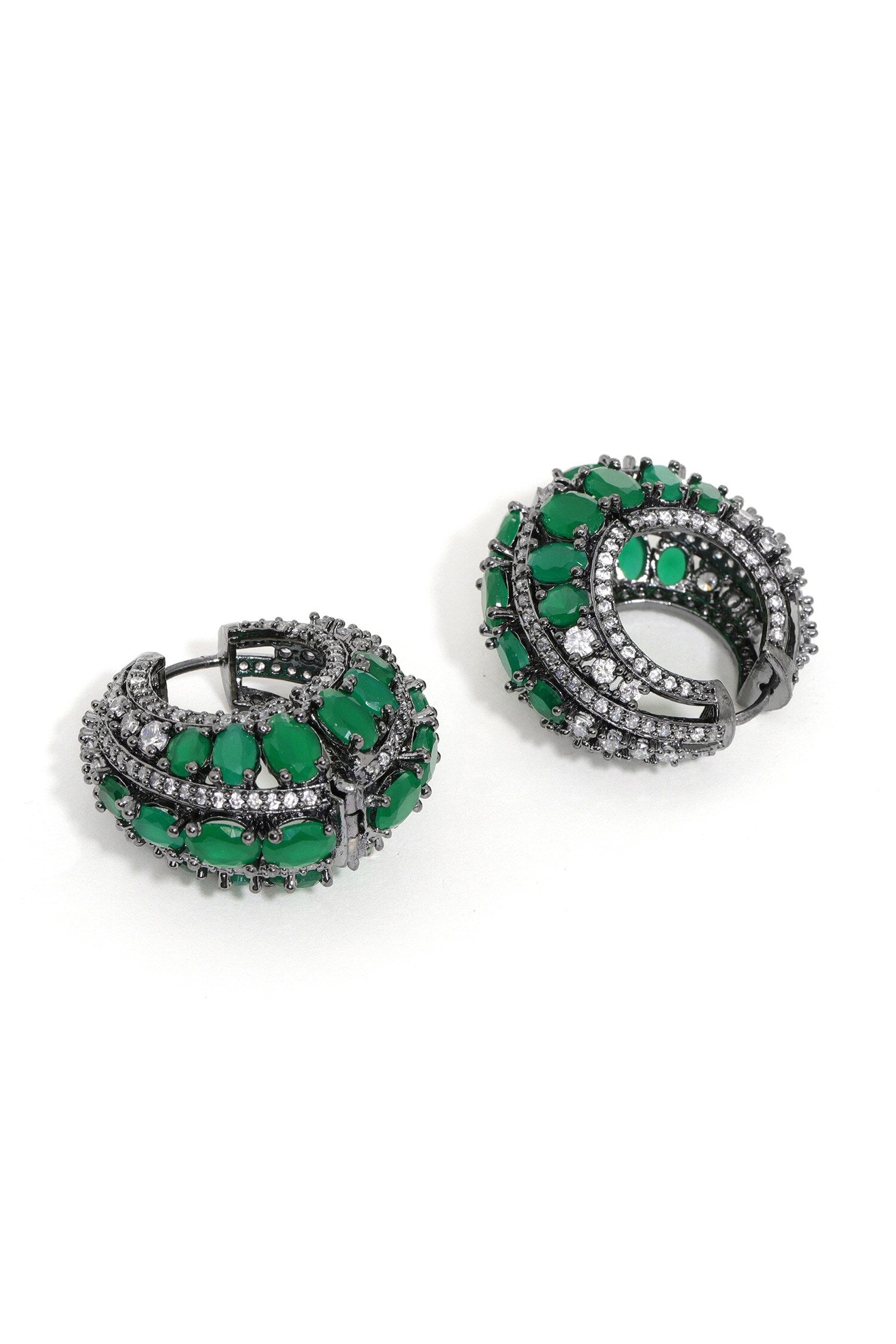 Green Half Loop Earrings 