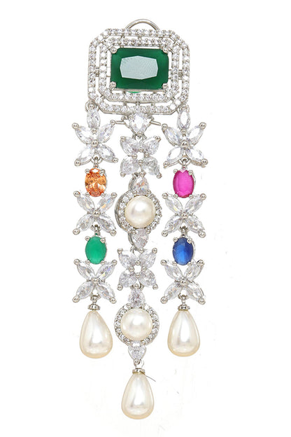 Multi Stone Double Layered Necklace & Earrings 