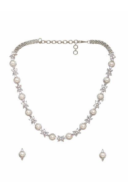 Pearl Embellished Necklace Set 