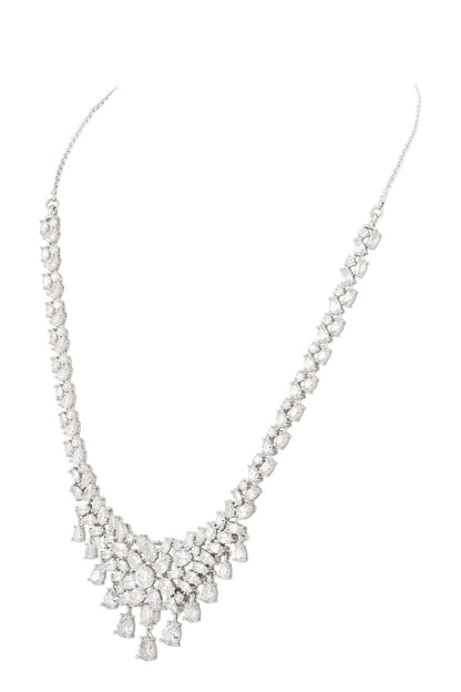 Rhodium Plated White Necklace & Earring Set 