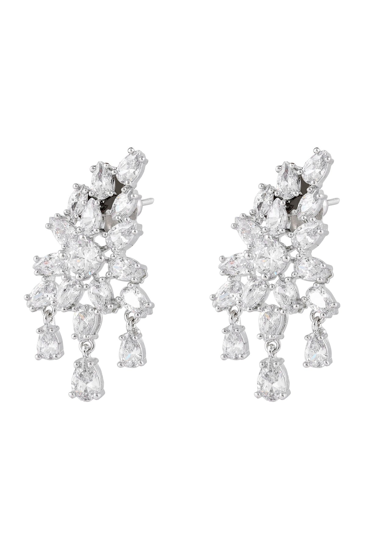 Rhodium Plated White Necklace & Earring Set 