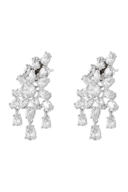 Rhodium Plated White Necklace & Earring Set 