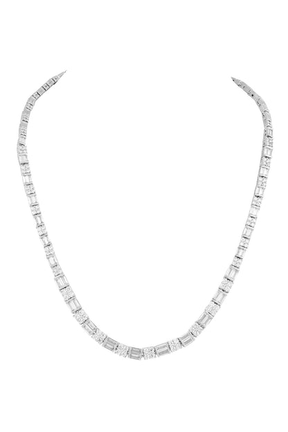 Rhodium Plated White Necklace & Earring Set 