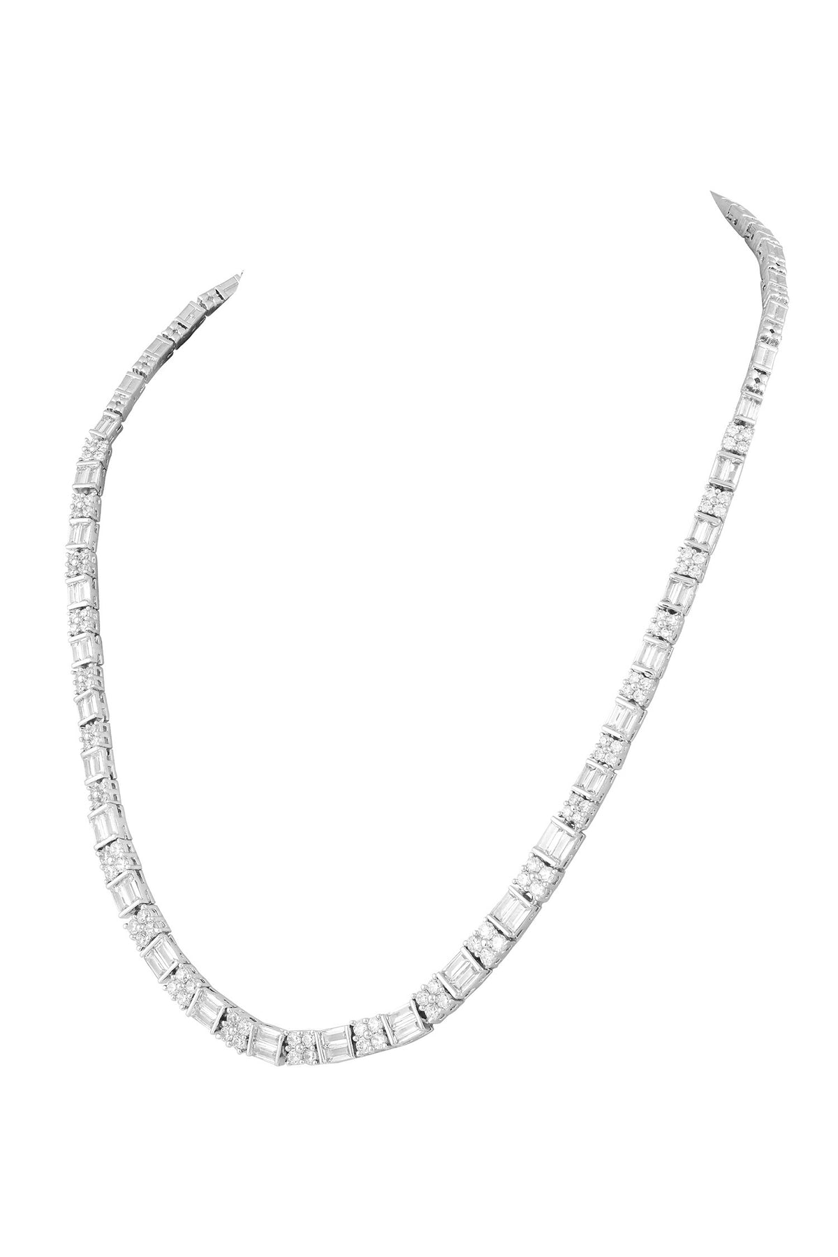 Rhodium Plated White Necklace & Earring Set 