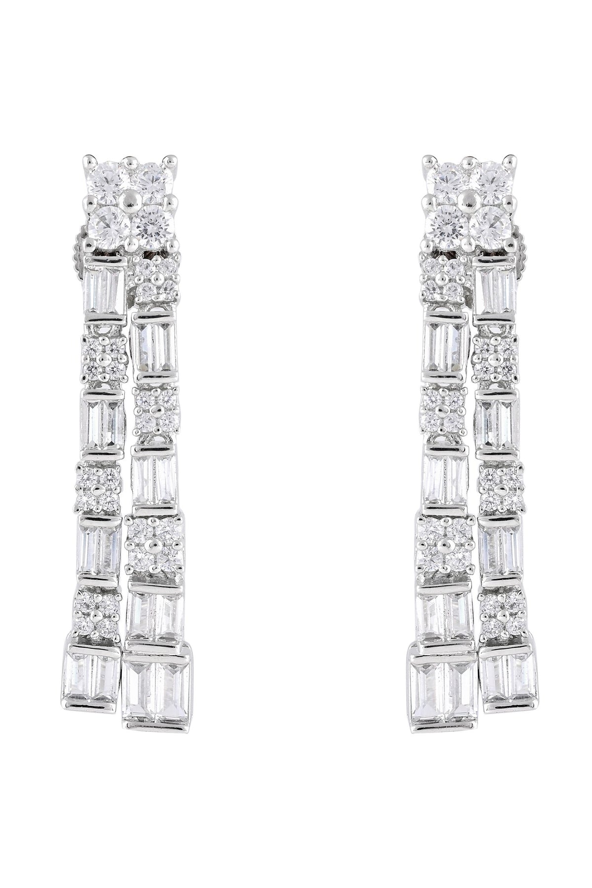 Rhodium Plated White Necklace & Earring Set 