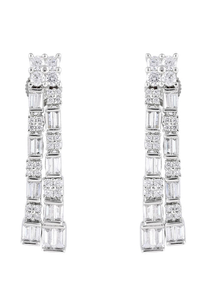 Rhodium Plated White Necklace & Earring Set 
