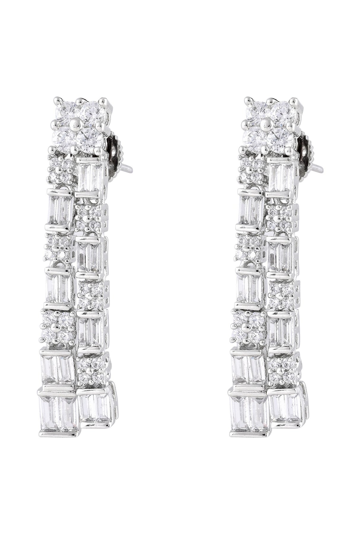 Rhodium Plated White Necklace & Earring Set 