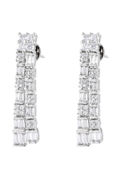 Rhodium Plated White Necklace & Earring Set 