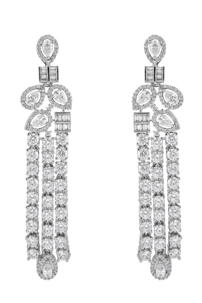 Rhodium Plated White Necklace & Earrings Set 