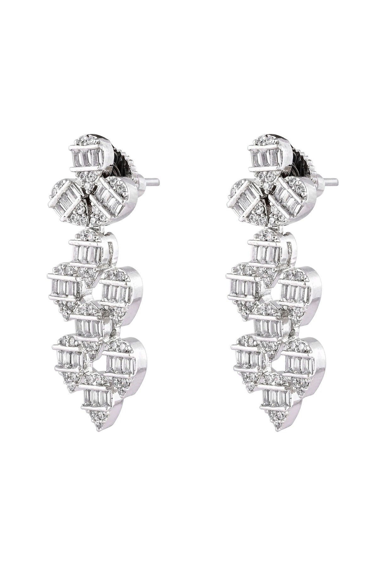 Rhodium Plated White Necklace & Earring Set 