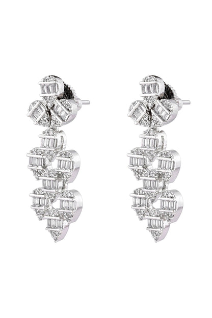Rhodium Plated White Necklace & Earring Set 