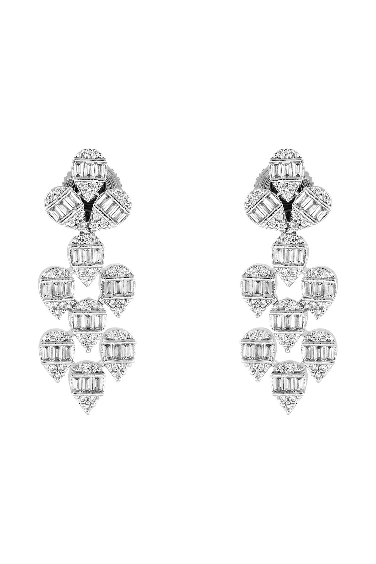 Rhodium Plated White Necklace & Earring Set 