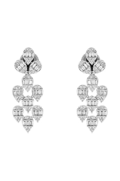 Rhodium Plated White Necklace & Earring Set 