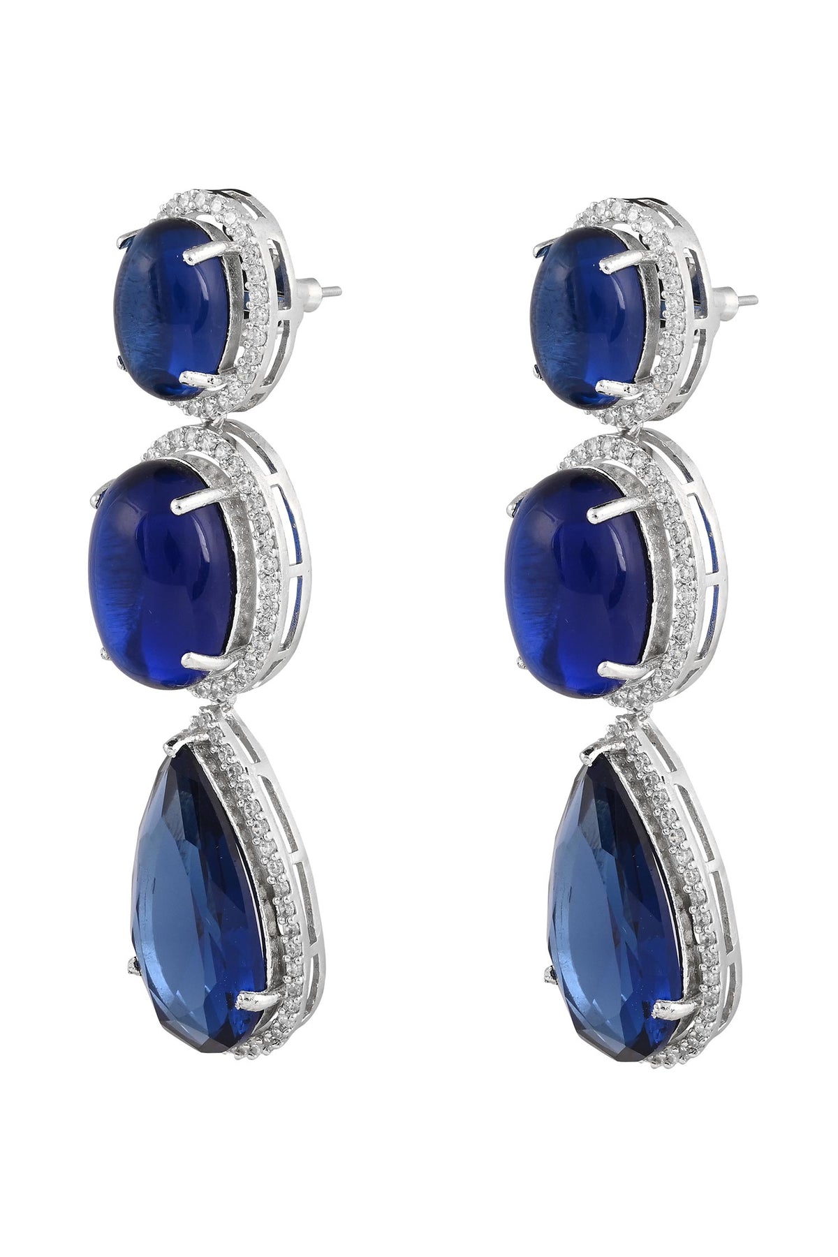 Blue Rhodium Plated Necklace & Earring Set 