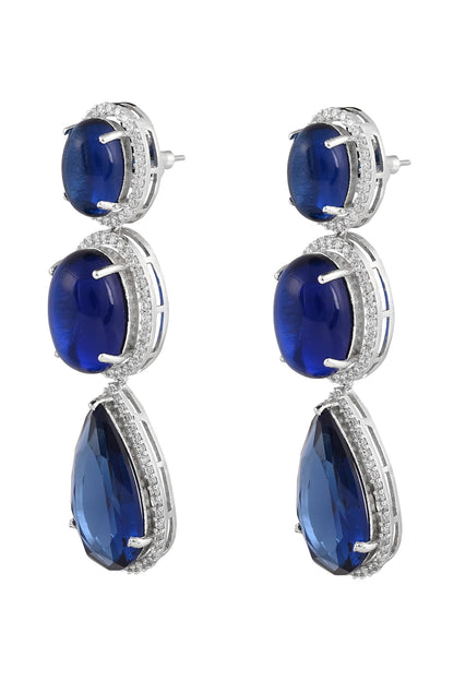 Blue Rhodium Plated Necklace & Earring Set 