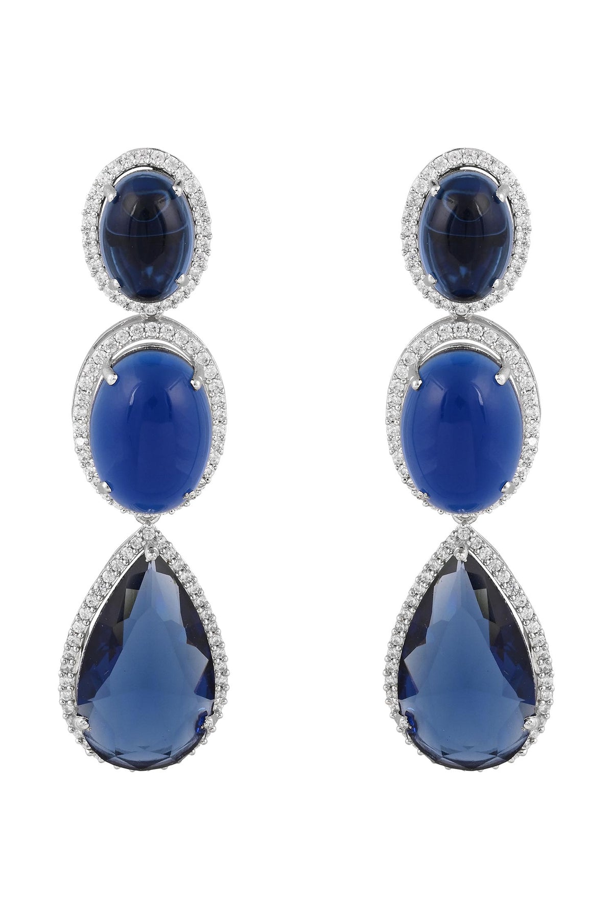 Blue Rhodium Plated Necklace & Earring Set 