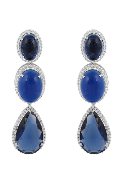 Blue Rhodium Plated Necklace & Earring Set 