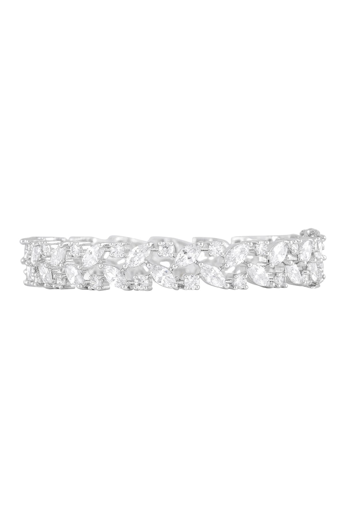 Rhodium Plated White Bangle Set 