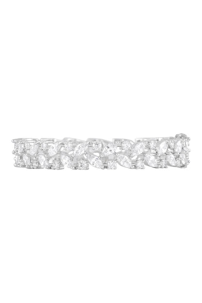 Rhodium Plated White Bangle Set 