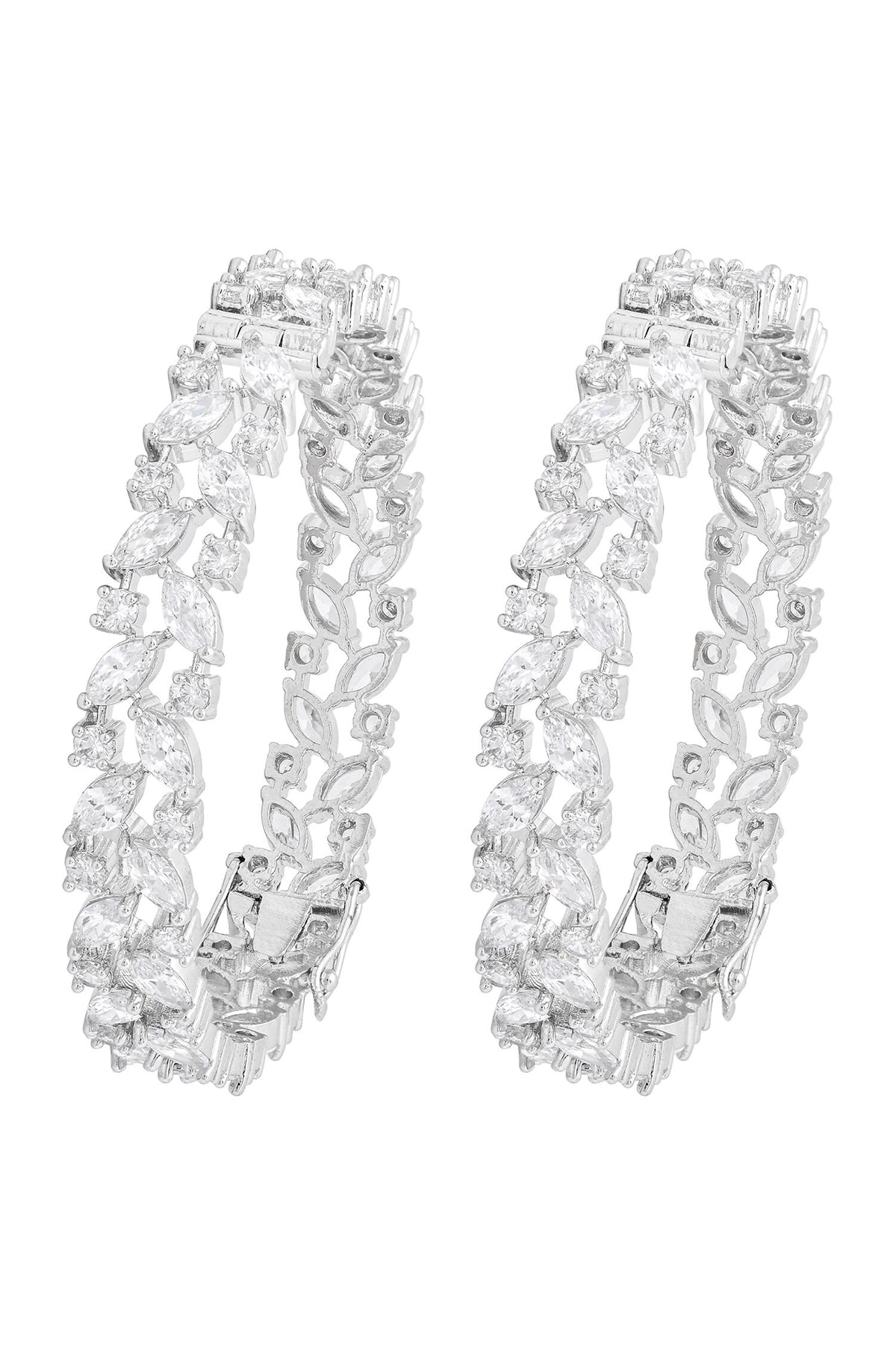 Rhodium Plated White Bangle Set 